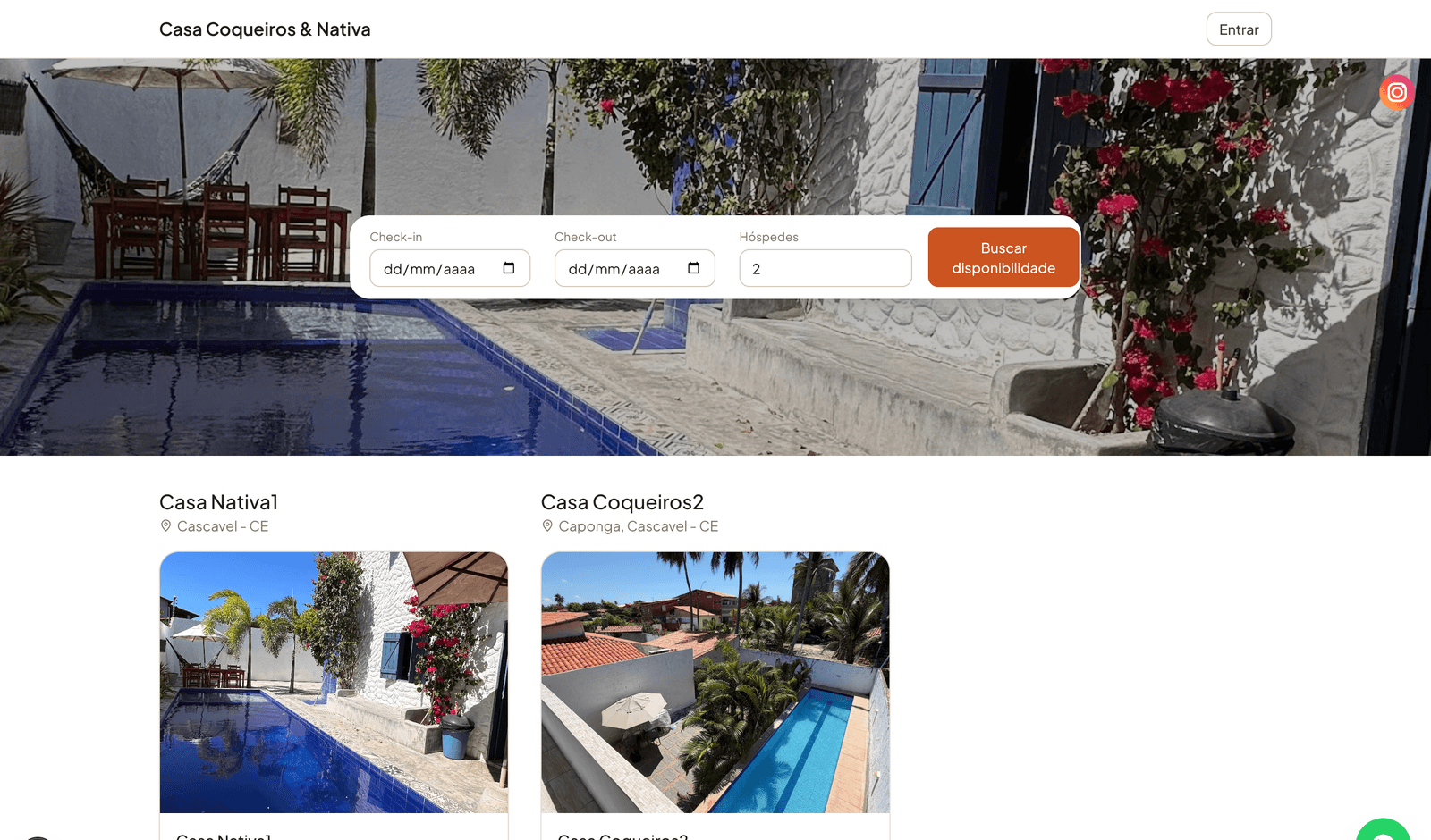 Site público personalizado de uma acomodação
